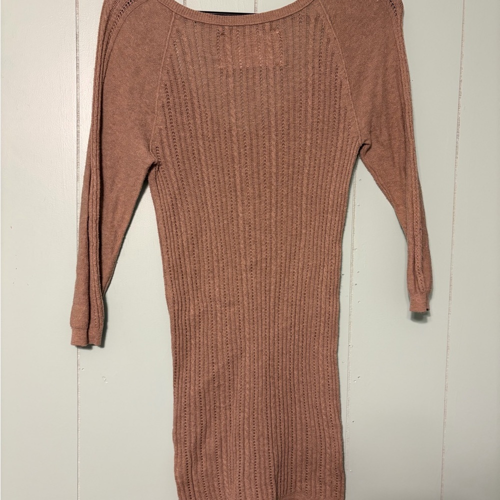 American eagle outfitters vtg y2k ribbed knit Henley large tan brown - Picture 4 of 4